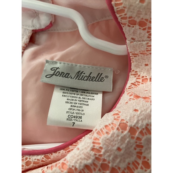 JONA MICHELLE Girl's Dress Size 7 Floral Lace Sleeveless Special Occasion - Picture 5 of 5